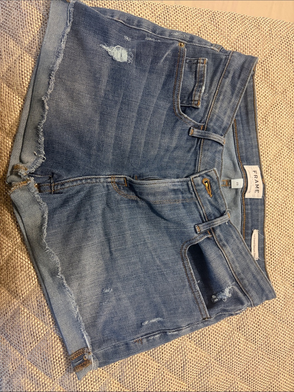 Frame Denim Medium Blue Distressed Cutoff Jean Shorts